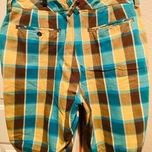 Quiksilver Blue and Yellow Plaid Shorts